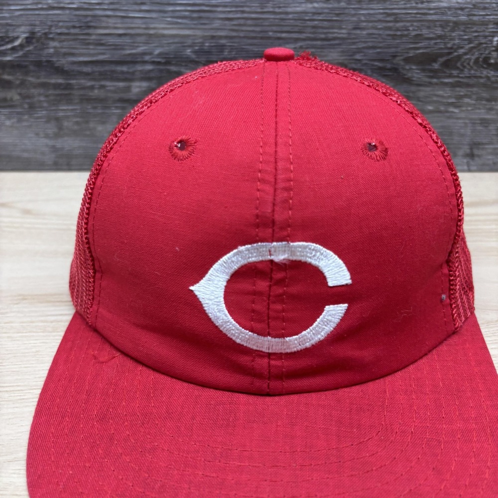 Vintage Cincinnati Reds Hat Cap Snap Back Mens Red MLB Baseball Trucker 90s - Picture 3 of 10